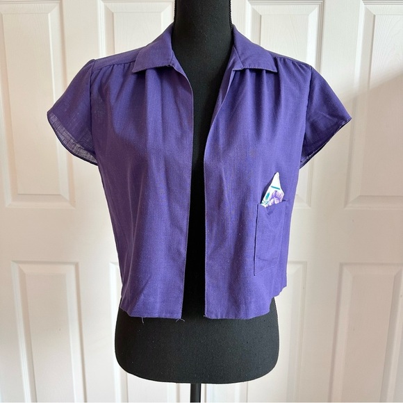 Tops - Vintage 1970’s Grape Purple Collared Bolero Style Jacket Coverlet Top